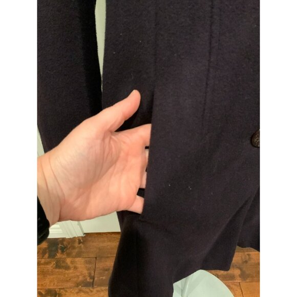 Tahari Purple 100% Wool Button-Up Coat W/ Leopard Print Lining, Size 14P - Picture 4 of 11